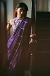 Buy_Paulmi And Harsh_Purple Silk, Shantoon Embroidery, Tassels High Neck Saree With Blouse _Online_at_Aza_Fashions