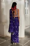 Shop_Paulmi And Harsh_Purple Silk, Shantoon Embroidery, Tassels High Neck Saree With Blouse _at_Aza_Fashions