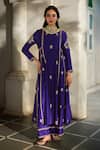 Buy_Paulmi And Harsh_Purple Organza Embroidery, Sequins Round Neck Zardozi Anarkali Set _Online_at_Aza_Fashions