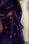 Paulmi And Harsh_Purple Organza Embroidery, Sequins Round Neck Zardozi Anarkali Set _at_Aza_Fashions