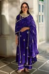 Buy_Paulmi And Harsh_Purple Organza Embroidery, Sequins Round Neck Zardozi Anarkali Set _at_Aza_Fashions