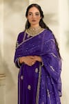 Buy_Paulmi And Harsh_Purple Organza Embroidery, Sequins Round Neck Zardozi Anarkali Set 