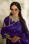 Shop_Paulmi And Harsh_Purple Organza Embroidery, Sequins Round Neck Zardozi Anarkali Set 