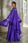 Paulmi And Harsh_Purple Embroidery, Tassels Sweetheart , Open Cape Palazzo Set _Online_at_Aza_Fashions