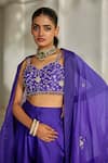 Buy_Paulmi And Harsh_Purple Embroidery, Tassels Sweetheart , Open Cape Palazzo Set _Online_at_Aza_Fashions