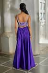 Paulmi And Harsh_Purple Embroidery, Tassels Sweetheart , Open Cape Palazzo Set _at_Aza_Fashions