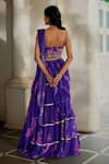 Shop_Paulmi And Harsh_Purple Chiffon Embroidery, Sequins, Floral Print Pre-stitched Saree With Blouse _at_Aza_Fashions