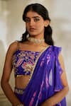 Buy_Paulmi And Harsh_Purple Chiffon Embroidery, Sequins, Floral Print Pre-stitched Saree With Blouse _Online_at_Aza_Fashions