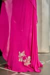 Shop_Paulmi And Harsh_Pink Georgette Embroidery, Sequins, Tassels Pre-draped Saree With Blouse _Online_at_Aza_Fashions