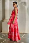 Paulmi And Harsh_Red Sequins, Tassels Round Neck Floral Print Kurta And Palazzo Set _Online_at_Aza_Fashions