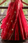 Buy_Paulmi And Harsh_Red Organza Embroidery, Zari, Tassels V-neck Zardozi Hand Lehenga Set _Online_at_Aza_Fashions