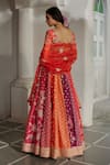 Paulmi And Harsh_Red Shantoon, Organza Sequins, Embroidery, Zari Colorblock 16 Kali Lehenga Set _Online_at_Aza_Fashions