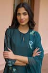 Buy Vaayu Green Silk Applique, Embroidery Round , Keyhole Jade Kurta Set Buy_Vaayu_Green Silk Applique, Embroidery Round , Keyhole Jade Kurta Set