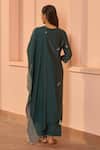 Shop Vaayu Green Silk Applique, Embroidery, Tassels Round Neck, Split Jade Kurta Set at Aza Fashions Shop_Vaayu_Green Silk Applique, Embroidery, Tassels Round Neck, Split Jade Kurta Set _at_Aza_Fashions