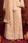 Shop_Tasuvure Indes_Beige Georgette, Chiffon Sequins, Embroidery Inaaya Cutdana Kurta Sharara Set _Online_at_Aza_Fashions