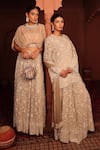 Buy_Tasuvure Indes_Beige Georgette, Chiffon Sequins, Embroidery Inaaya Cutdana Kurta Sharara Set 