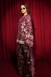 Buy_Tasuvure Indes_Maroon Georgette, Chiffon Sequins, Zaira Zardozi Embroidered Kurta And Sharara Set _Online_at_Aza_Fashions