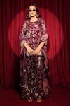 Buy_Tasuvure Indes_Maroon Georgette, Chiffon Sequins, Zaira Zardozi Embroidered Kurta And Sharara Set 