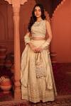 Buy_Tasuvure Indes_Ivory Georgette, Chiffon Sequins, Beads, Inaaya Cutdana Embroidered Lehenga Set _at_Aza_Fashions