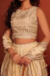 Tasuvure Indes_Ivory Georgette, Chiffon Sequins, Beads, Inaaya Cutdana Embroidered Lehenga Set _at_Aza_Fashions