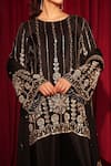 Buy_Tasuvure Indes_Black Georgette, Chanderi, Chiffon Embroidery, Inaari Cutdana Kurta Sharara Set 