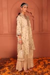 Tasuvure Indes_Ivory Georgette, Chiffon Mirrors, Zari, Aaina Adaa Work Kurta And Sharara Set _Online_at_Aza_Fashions