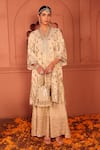 Buy_Tasuvure Indes_Ivory Georgette, Chiffon Mirrors, Zari, Aaina Adaa Work Kurta And Sharara Set _at_Aza_Fashions