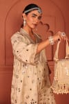 Buy_Tasuvure Indes_Ivory Georgette, Chiffon Mirrors, Zari, Aaina Adaa Work Kurta And Sharara Set _Online_at_Aza_Fashions