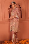 Tasuvure Indes_Purple Georgette, Chiffon Mirrors, Embroidery, Zari Aaina Adaa Tunic And Pant Set _Online_at_Aza_Fashions