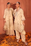 Buy_Tasuvure Indes_Ivory Georgette, Chiffon Mirrors, Embroidery V-neck Aaina Adaa Tunic And Pant Set 