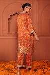 Shop_Tasuvure Indes_Orange Georgette, Chiffon Mirrors, Embroidery, Aaina Adaa Kurta And Pant Set _at_Aza_Fashions