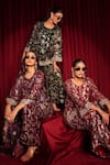 Tasuvure Indes_Red Georgette, Chiffon Sequins, Mirrors, Zaira Zardozi Kurta And Sharara Set _Online_at_Aza_Fashions