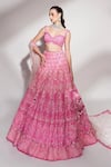 Buy_Anshika Tak Label_Pink Net Sequins, Beads, Embroidery Sweetheart Neck And Lehenga Set _at_Aza_Fashions