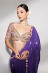 Anshika Tak Label_Purple Organza, Tussar, Silk Sequins, Embroidery, Floral Saree With Blouse _Online_at_Aza_Fashions