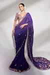 Buy_Anshika Tak Label_Purple Organza, Tussar, Silk Sequins, Embroidery, Floral Saree With Blouse _at_Aza_Fashions