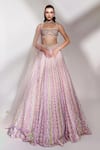 Buy_Anshika Tak Label_Pink Tussar, Silk, Net Sequins, Mirrors, Embroidery And Bridal Lehenga Set _at_Aza_Fashions