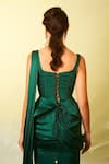 Shop_Anshika Tak Label_Emerald Green Satin, Crepe Sweetheart Neck Boned Corset With Pre-draped Saree _at_Aza_Fashions