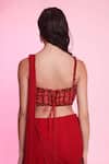 Shop_Anshika Tak Label_Red Georgette, Net Beads, Sequins, Embellished Corset With Pre-draped Saree _at_Aza_Fashions