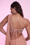 Shop_Anshika Tak Label_Peach Georgette, Net Sequins, Crystals, Embellished Corset With Pre-draped Saree _at_Aza_Fashions