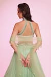 Shop_Anshika Tak Label_Green Silk Organza, Net Mirrors, Sequins, Beads, Pearls Embroidered Lehenga Set _at_Aza_Fashions