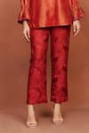 Sue Mue_Orange Chanderi , Embroidery, Beads, Zun Floral Butti Shirt And Pant Set _at_Aza_Fashions