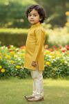 Maaikid_Mustard Brocade, Cotton, Silk Woven Sherwani Set _at_Aza_Fashions