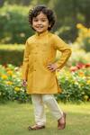 Buy_Maaikid_Mustard Brocade, Cotton, Silk Woven Sherwani Set 