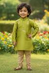 Buy_Maaikid_Green Silk, Cotton Mirrors, Embroidery Kurta Set _Online_at_Aza_Fashions