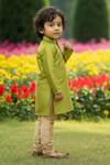 Buy_Maaikid_Green Silk, Cotton Mirrors, Embroidery Kurta Set 