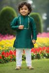 Buy_Maaikid_Green Silk, Cotton Mirrors, Embroidery Kurta And Churidar Set 