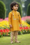Buy_Maaikid_Mustard Cotton, Silk Embroidery, Sequins Hand Embellished Kurta And Churidar Set 