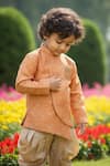 Buy_Maaikid_Orange Brocade, Cotton, Silk Embroidery Overlap Sherwani With Dhoti Pant _Online_at_Aza_Fashions