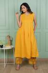 Buy Gothilo Yellow Linen Lace Notched Neck Sunflower Kurta And Pant Set Online at Aza Fashions Buy_Gothilo_Yellow Linen Lace Notched Neck Sunflower Kurta And Pant Set _Online_at_Aza_Fashions