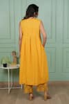 Shop Gothilo Yellow Linen Lace Notched Neck Sunflower Kurta And Pant Set at Aza Fashions Shop_Gothilo_Yellow Linen Lace Notched Neck Sunflower Kurta And Pant Set _at_Aza_Fashions